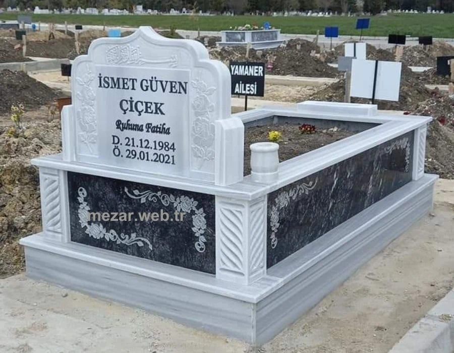 Muratlı İşlemeli Mermer Mezar Modeli